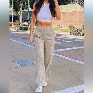 PLAID STRAIGHT LEG TROUSERS